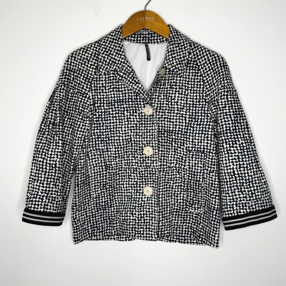 Liviana Conti button front jacket black/white Size 6 (42)
